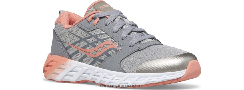 Saucony tenis wind 20 con cordones niños gris/coral P4B2Z0939