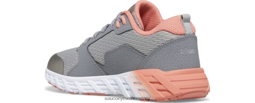 Saucony tenis wind 20 con cordones niños gris/coral P4B2Z0939
