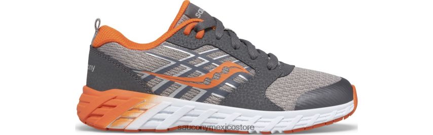 Saucony tenis wind 20 con cordones niños gris/naranja P4B2Z0940