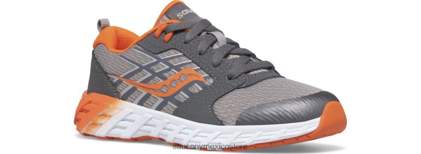Saucony tenis wind 20 con cordones niños gris/naranja P4B2Z0940