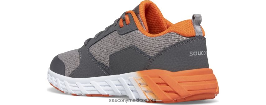 Saucony tenis wind 20 con cordones niños gris/naranja P4B2Z0940