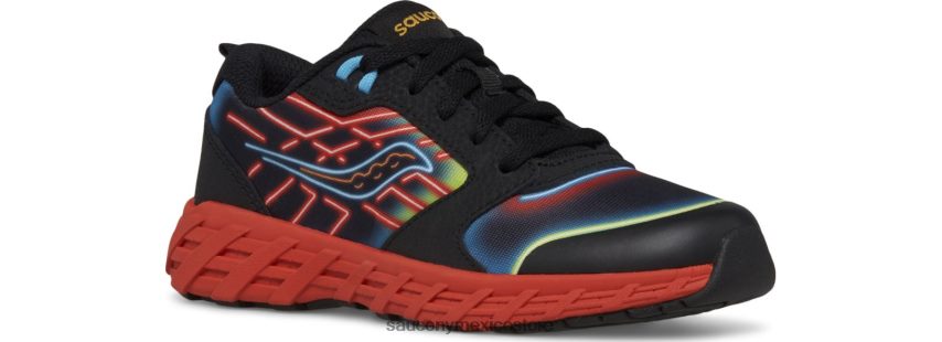 Saucony tenis wind 20 con cordones niños neón/negro/rojo P4B2Z0942