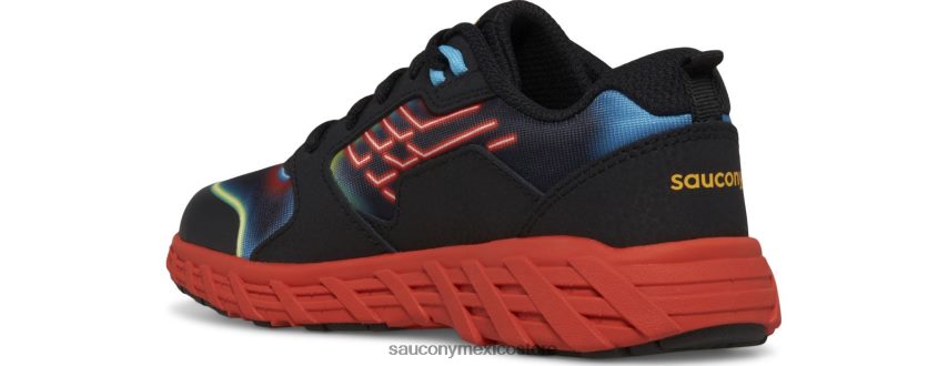 Saucony tenis wind 20 con cordones niños neón/negro/rojo P4B2Z0942