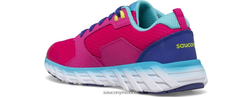Saucony tenis wind 20 con cordones niños rosa/azul/verde P4B2Z0943