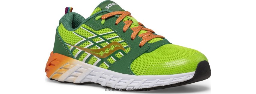 Saucony tenis wind 20 con cordones niños verde/naranja P4B2Z0938