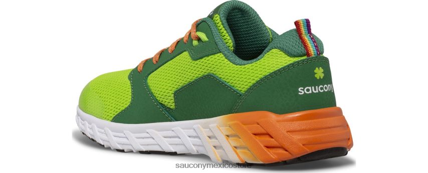 Saucony tenis wind 20 con cordones niños verde/naranja P4B2Z0938
