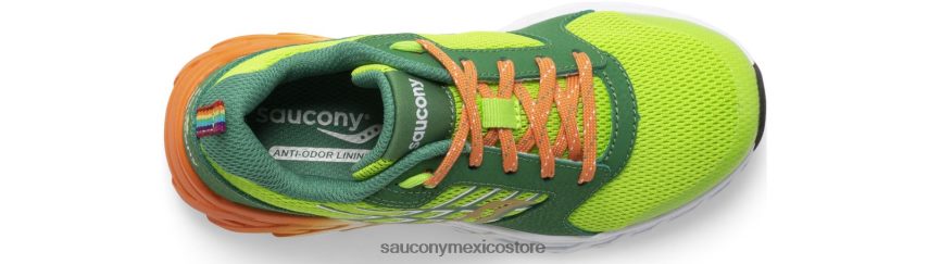 Saucony tenis wind 20 con cordones niños verde/naranja P4B2Z0938