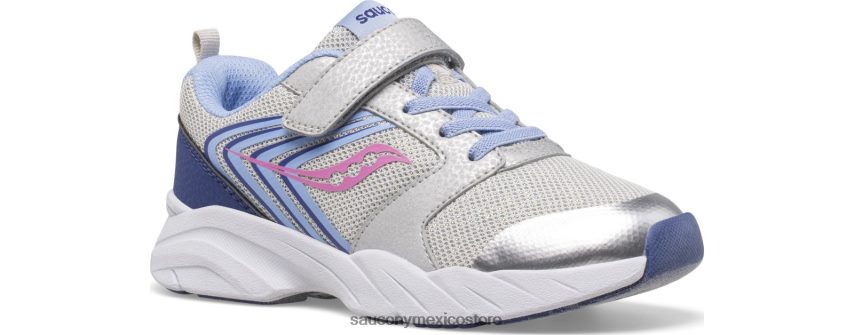 Saucony tenis wind fst a/c niños plata/azul/rosa P4B2Z0869