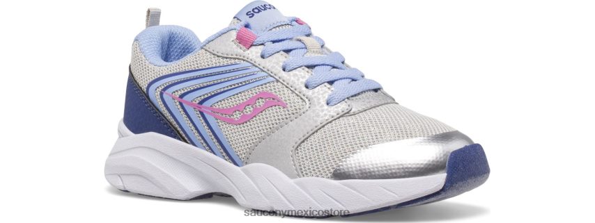 Saucony tenis wind fst con cordones niños plata/azul/rosa P4B2Z0867