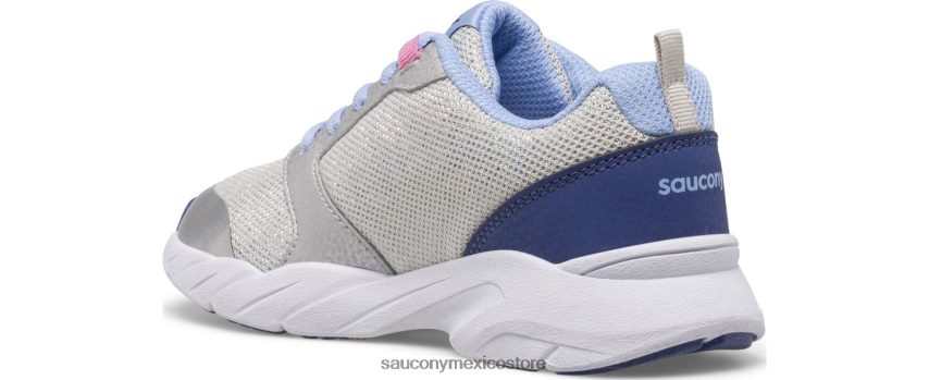 Saucony tenis wind fst con cordones niños plata/azul/rosa P4B2Z0867