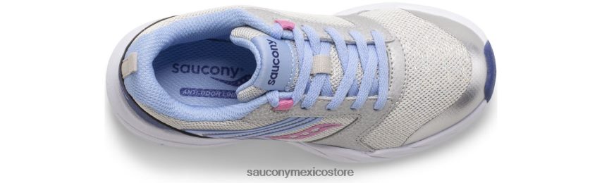 Saucony tenis wind fst con cordones niños plata/azul/rosa P4B2Z0867