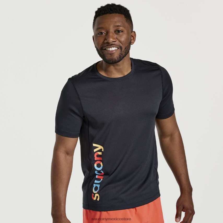 Saucony gráfico de cronómetro de manga corta hombres gráfico negro P4B2Z0345