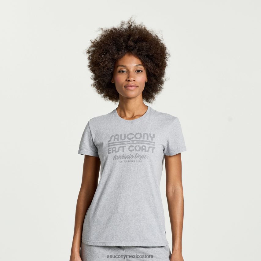 Saucony camiseta descansada mujer gráfico de brezo gris claro P4B2Z0788