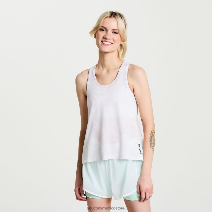 Saucony elevar la parte superior del tanque mujer estampado tie-dye blanco P4B2Z0751