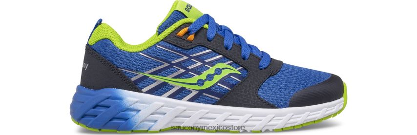 Saucony tenis wind 2.0 con cordones niños azul verde P4B2Z0937