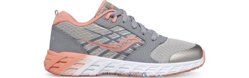 Saucony tenis wind 2.0 con cordones niños gris/coral P4B2Z0939