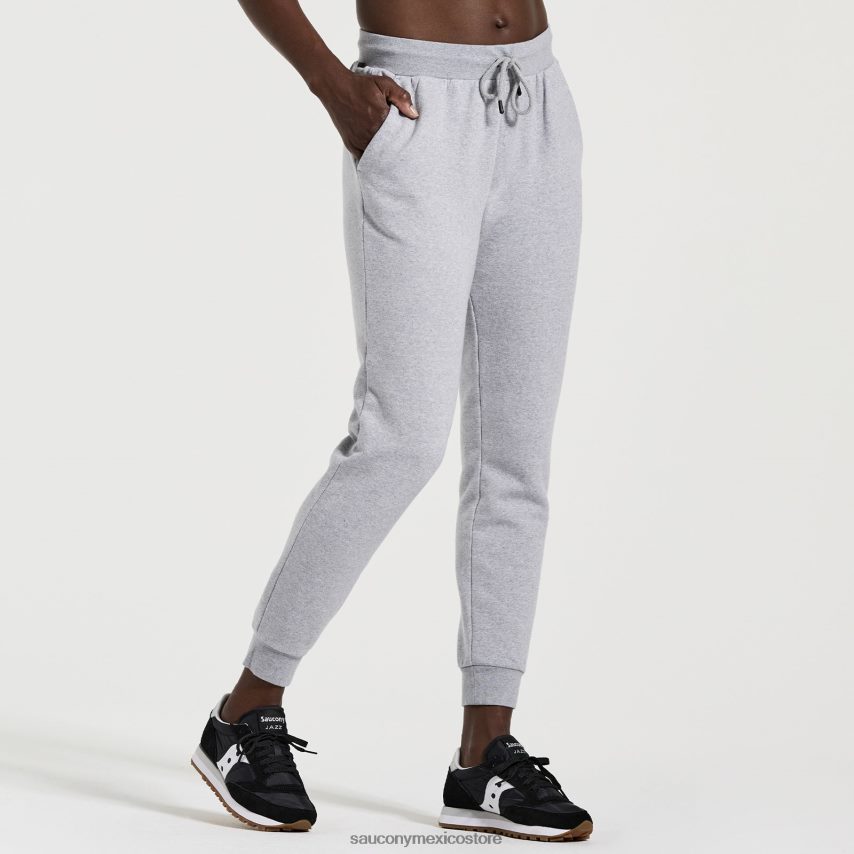 Saucony pantalón de chándal descansado mujer gráfico de brezo gris claro P4B2Z0850