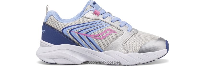 Saucony tenis wind fst con cordones niños plata/azul/rosa P4B2Z0867